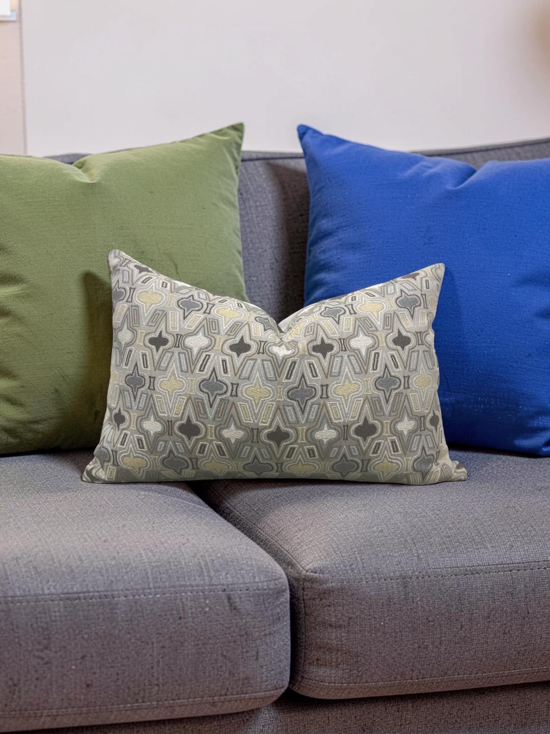 Donghia Casino Royale Lumbar Pillow Pewter 12x18" Knife Edge Cover