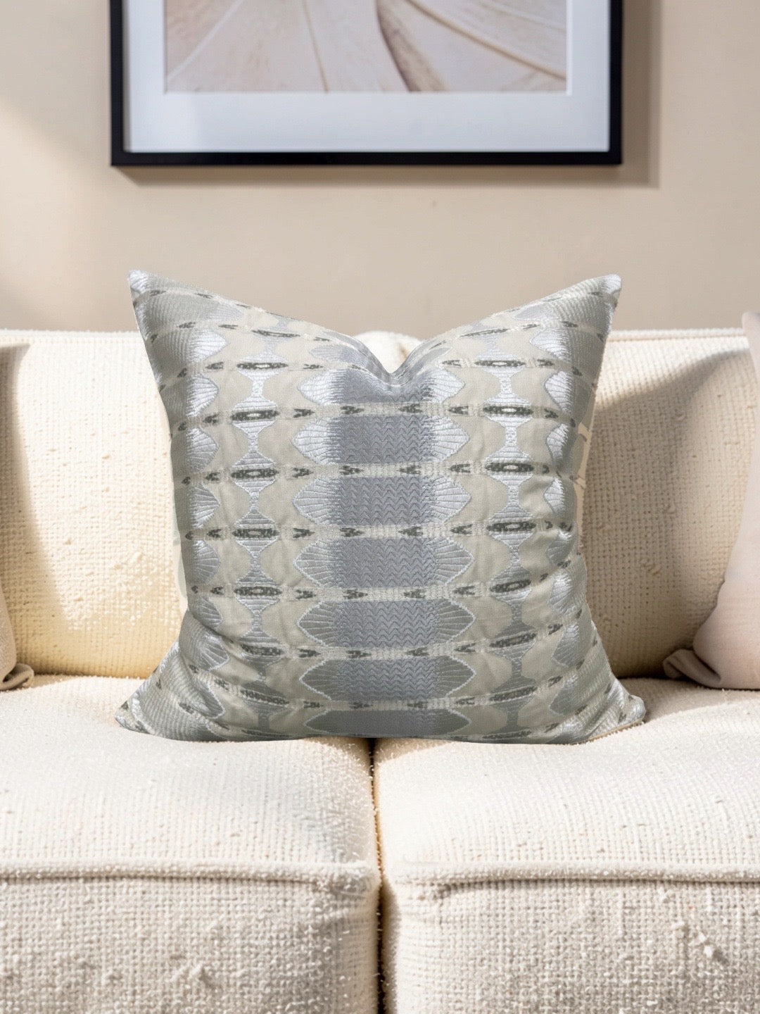 Jim Thompson Embroidered Fabric Decorative Pillow Sulawesi Stripe Cloud 22x22" Knife Edge Cover