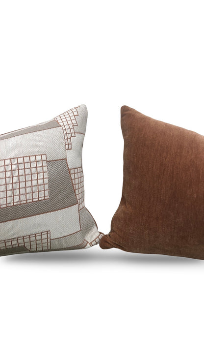 Elitis Lumbar Pillow Archiutopia with Copper back 12x18" Knife Edge Cover