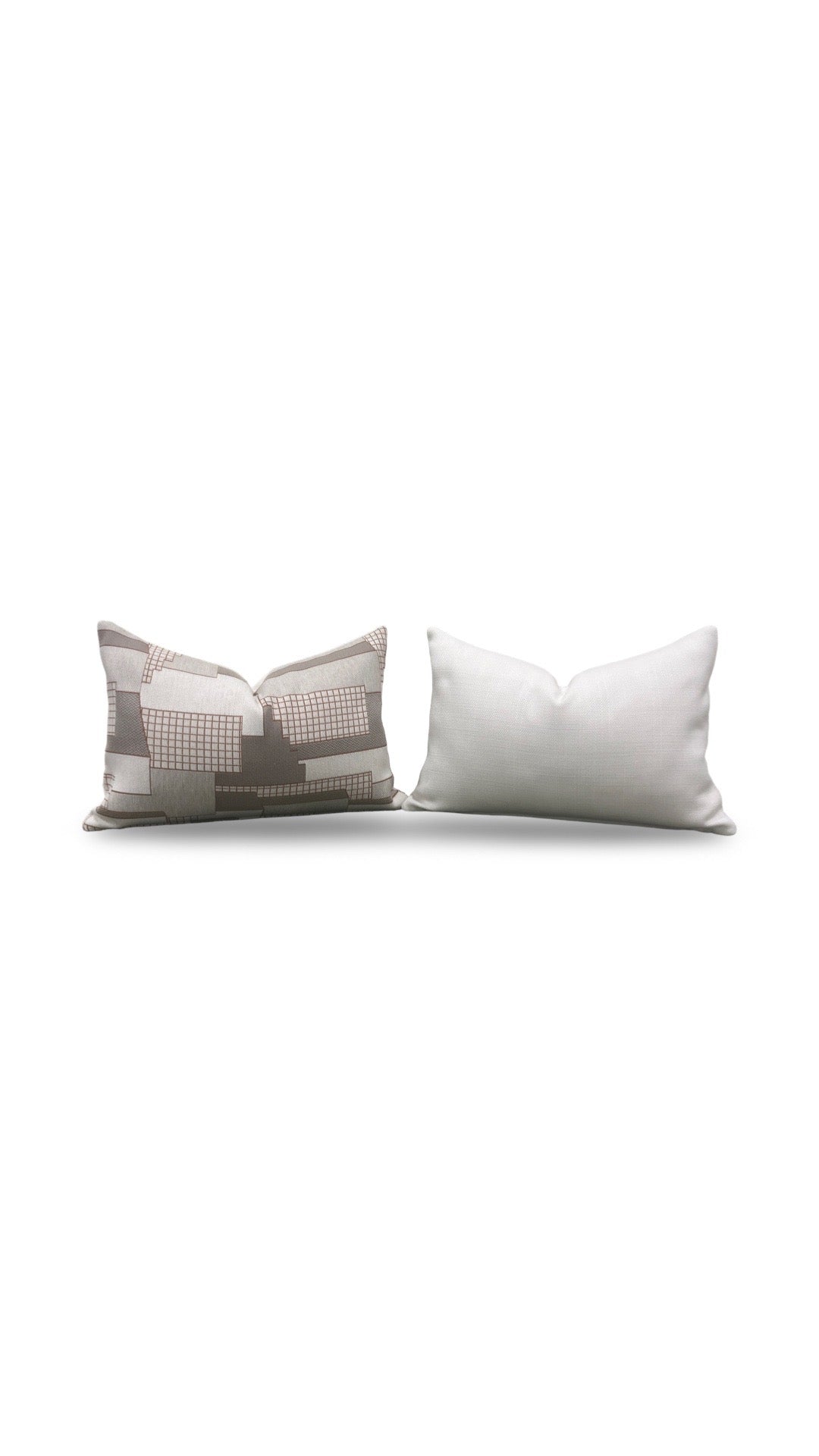 Elitis Lumbar Pillow Archiutopia with Cream back 12x18" Knife Edge Cover
