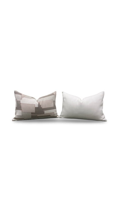 Elitis Lumbar Pillow Archiutopia with Cream back 12x18" Knife Edge Cover