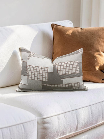 Elitis Lumbar Pillow Archiutopia with Copper back 12x18" Knife Edge Cover
