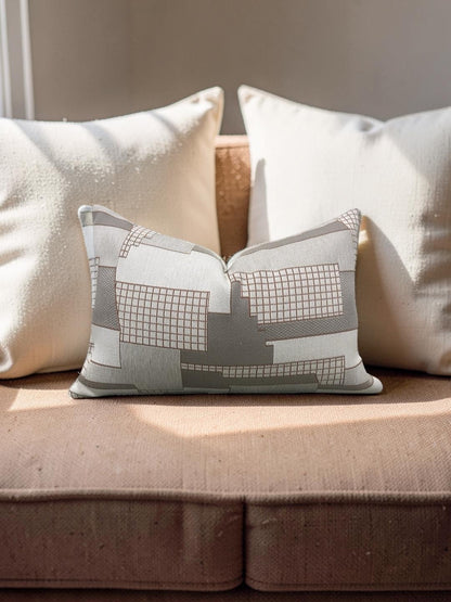 Elitis Lumbar Pillow Archiutopia with Copper back 12x18" Knife Edge Cover