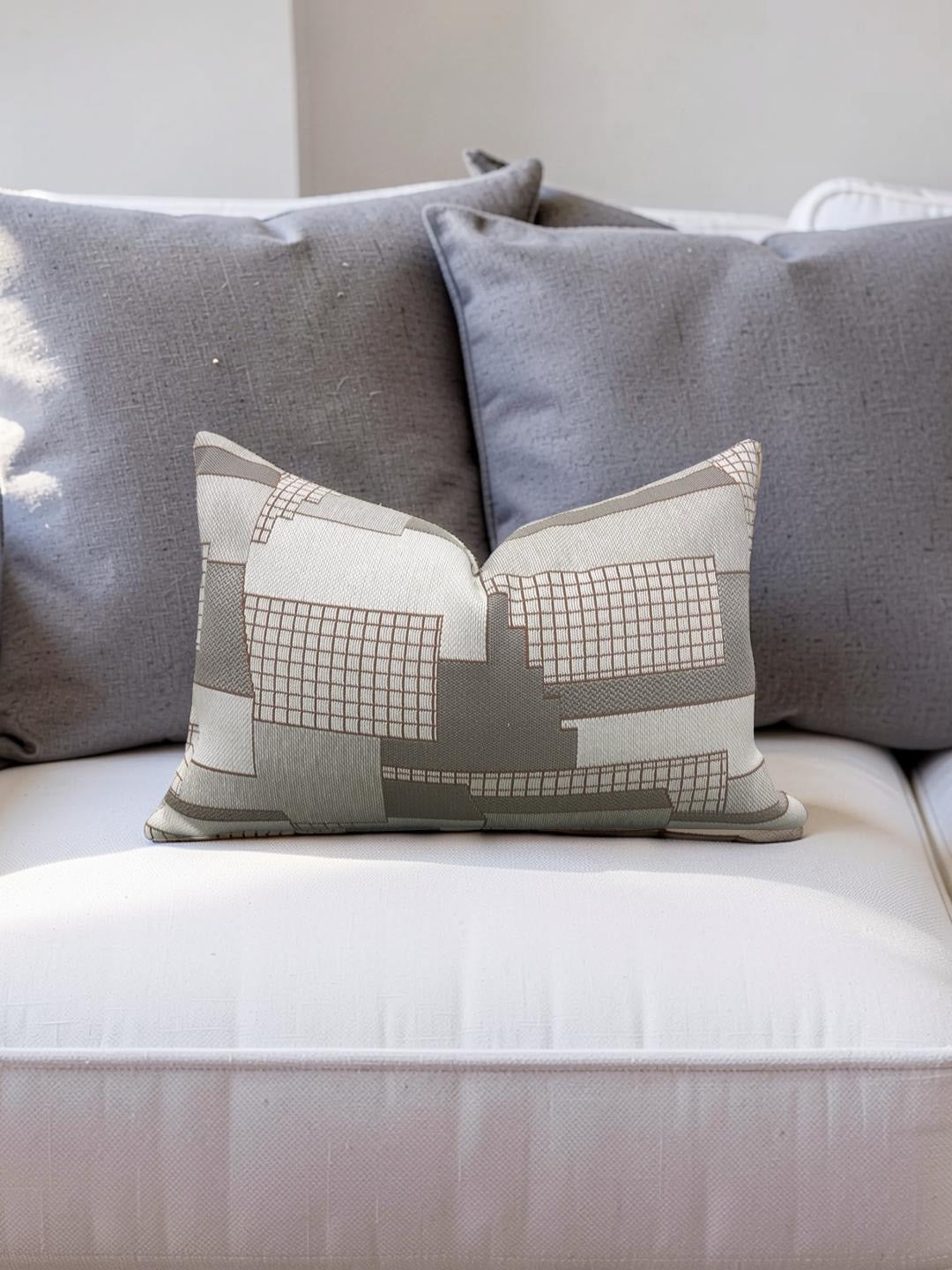 Elitis Lumbar Pillow Archiutopia with Copper back 12x18" Knife Edge Cover