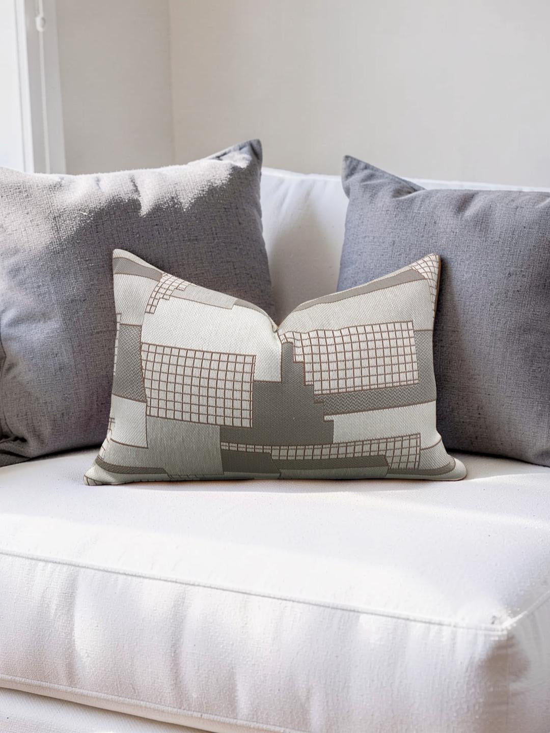 Elitis Lumbar Pillow Archiutopia with Copper back 12x18" Knife Edge Cover