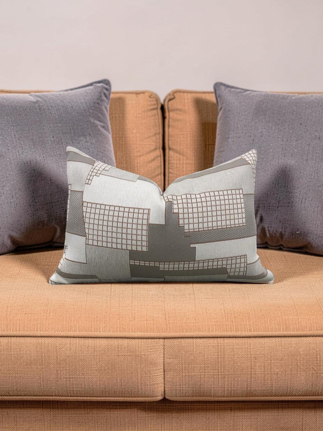 Elitis Lumbar Pillow Archiutopia with Copper back 12x18" Knife Edge Cover