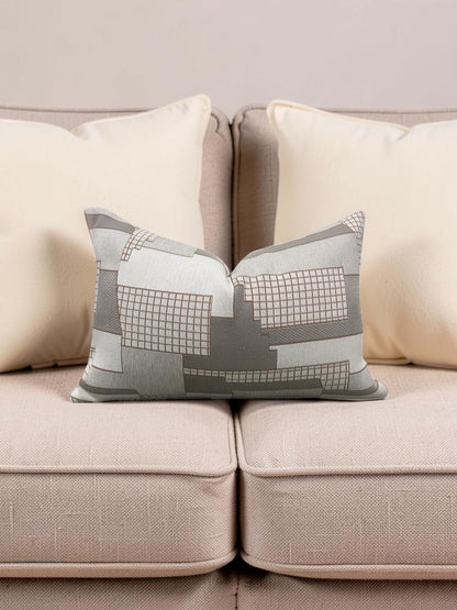 Elitis Lumbar Pillow Archiutopia with Copper back 12x18" Knife Edge Cover