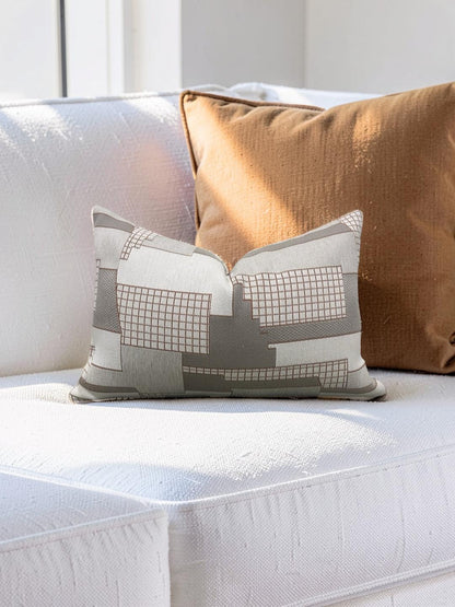 Elitis Lumbar Pillow Archiutopia with Copper back 12x18" Knife Edge Cover