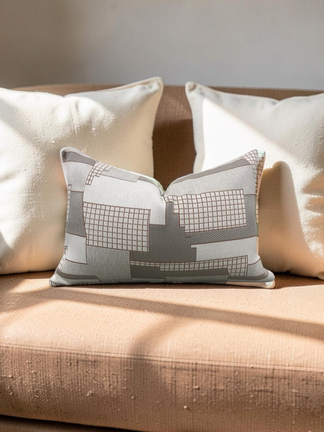 Elitis Lumbar Pillow Archiutopia with Copper back 12x18" Knife Edge Cover