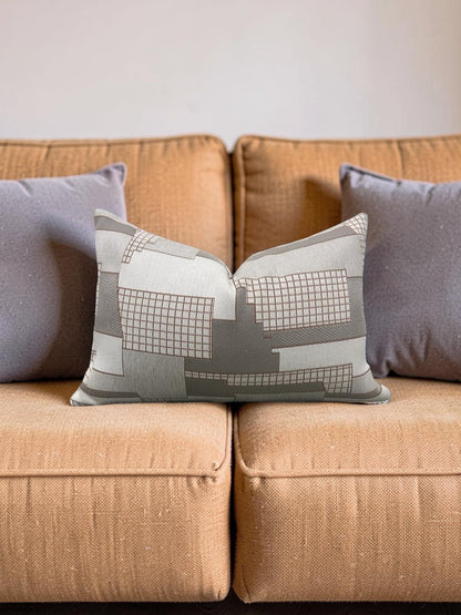 Elitis Lumbar Pillow Archiutopia with Copper back 12x18" Knife Edge Cover