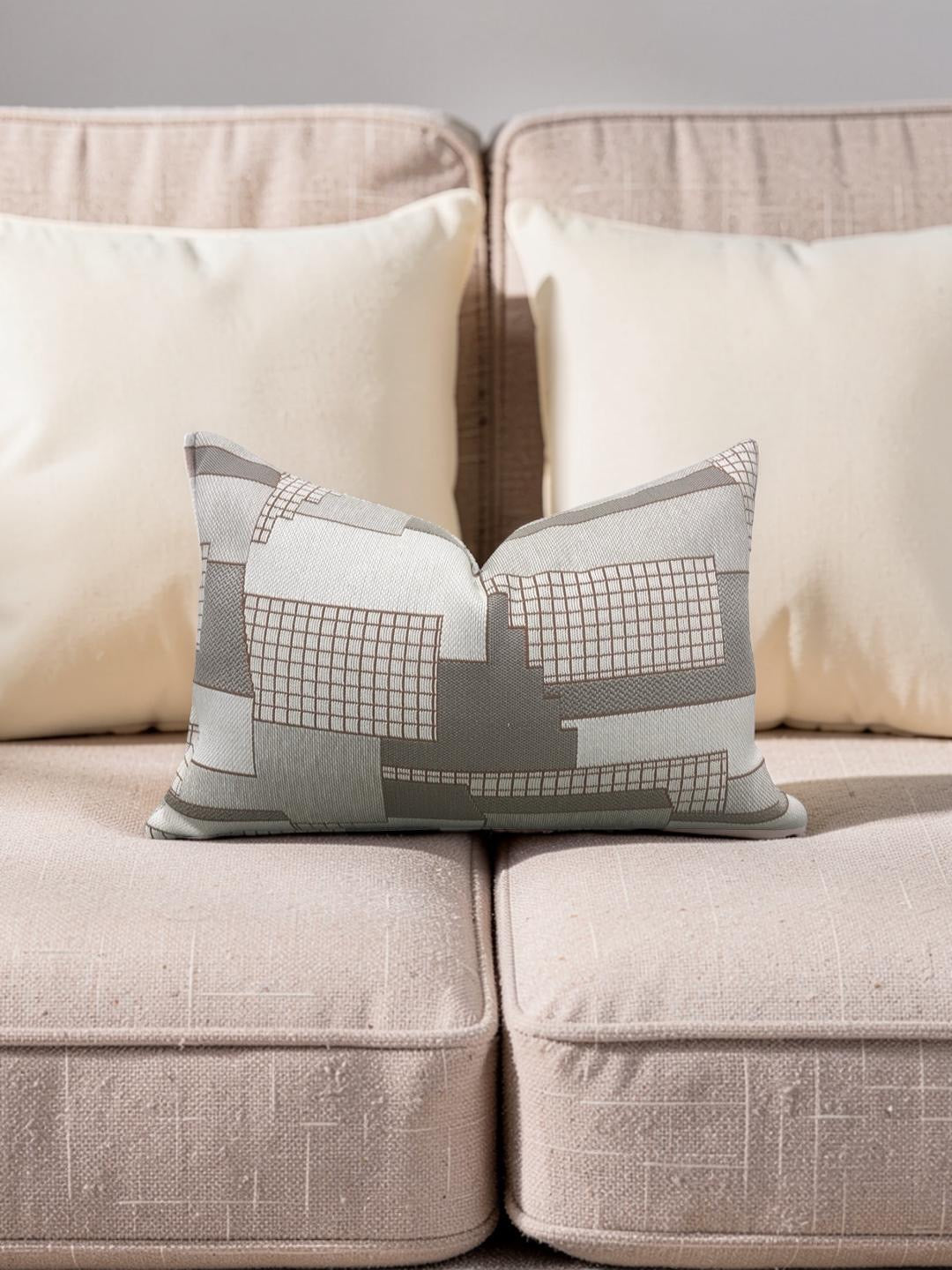 Elitis Lumbar Pillow Archiutopia with Copper back 12x18" Knife Edge Cover