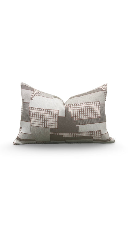 Elitis Lumbar Pillow Archiutopia with Copper back 12x18" Knife Edge Cover