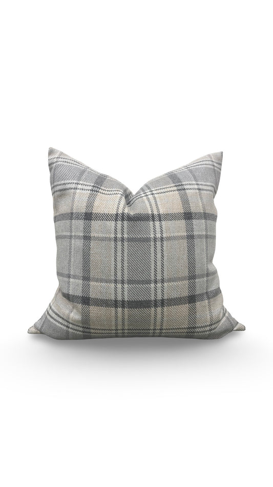 Plaid Decorative Pillow Carsten Stone 20x20" Knife Edge Cover