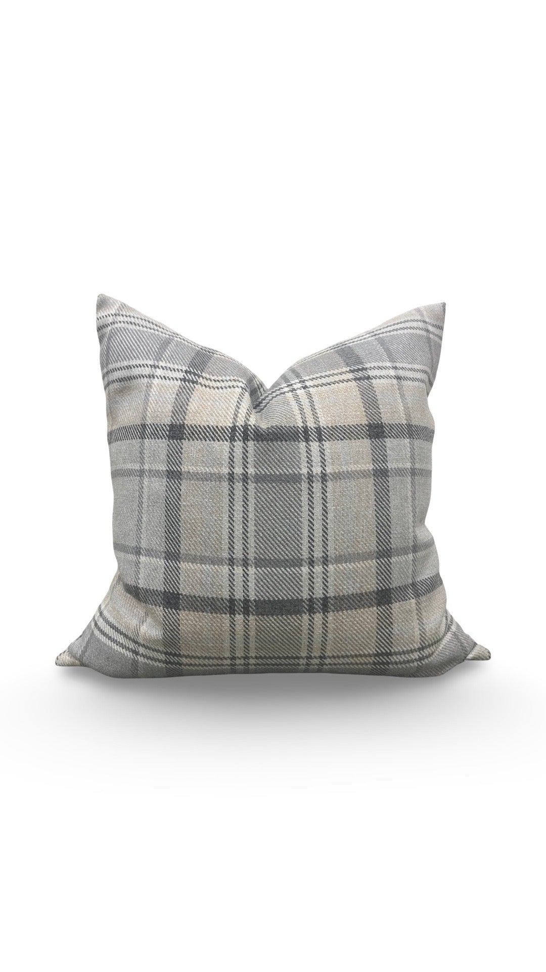 Plaid Decorative Pillow Carsten Stone 22x22" Knife Edge Cover