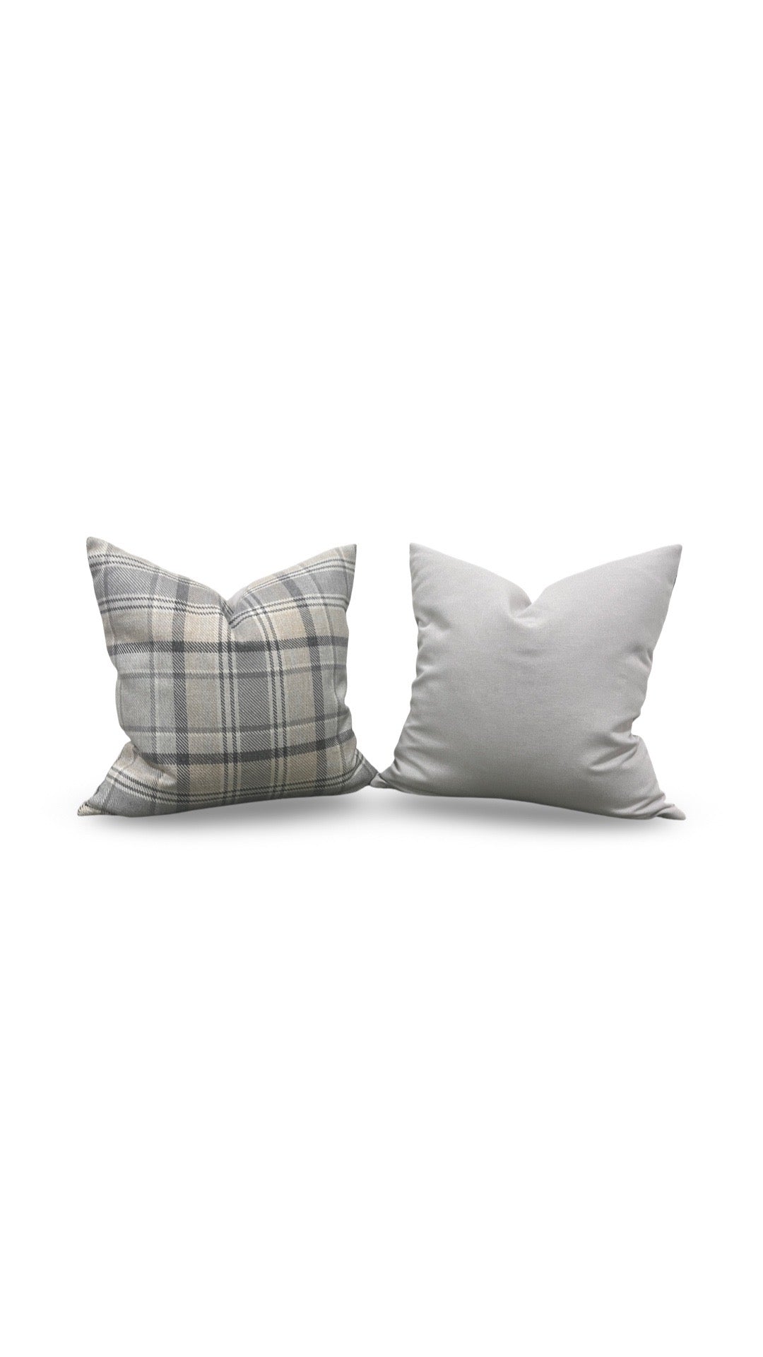 Plaid Decorative Pillow Carsten Stone 20x20" Knife Edge Cover