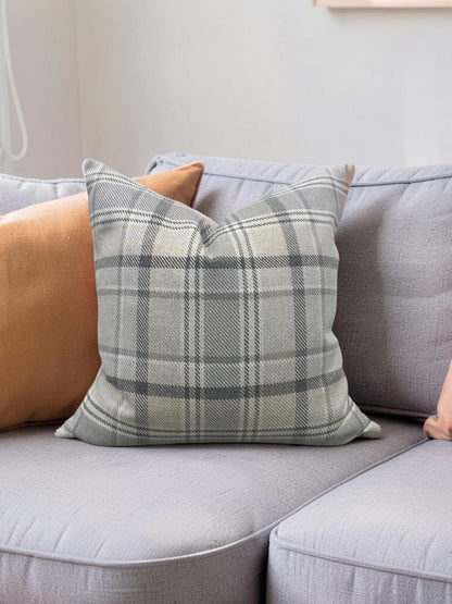 Plaid Decorative Pillow Carsten Stone 20x20" Knife Edge Cover