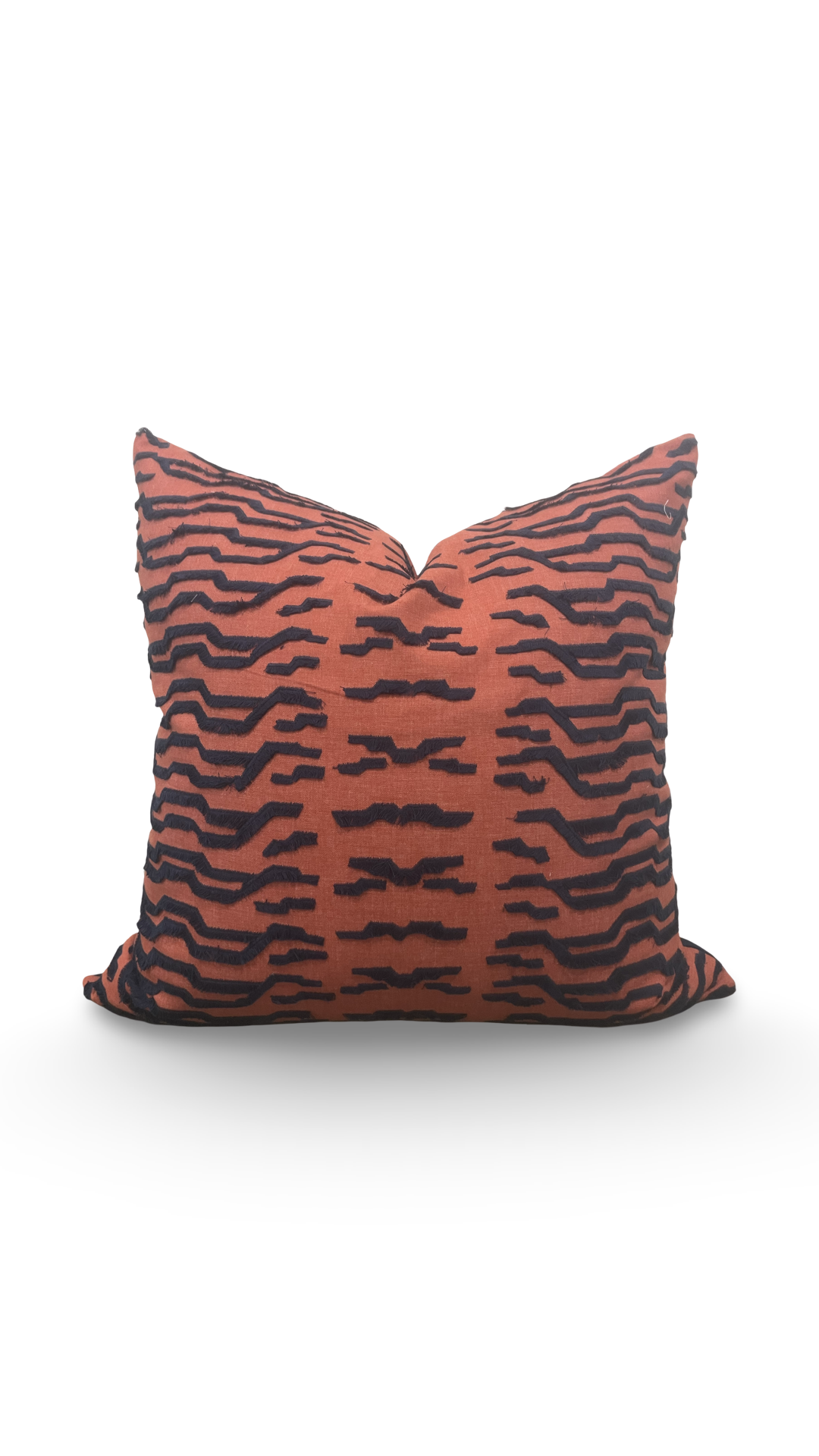 Luxury Fabric Tiger Fray Fire 22x22" Knife Edge Decorative Throw Pillow
