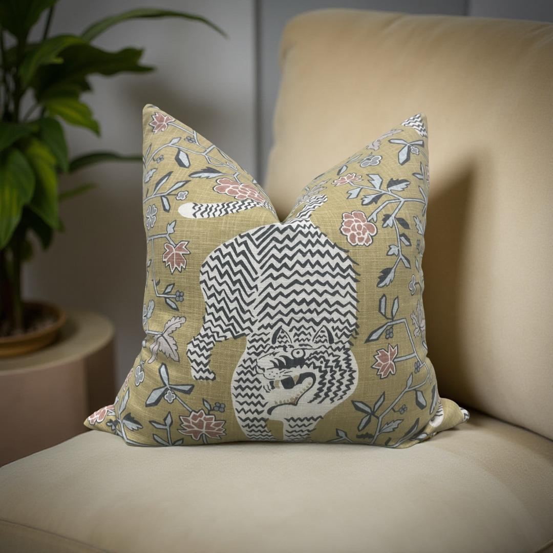 Decorative Pillow Troyes Ochre 22x22" Knife Edge Cover