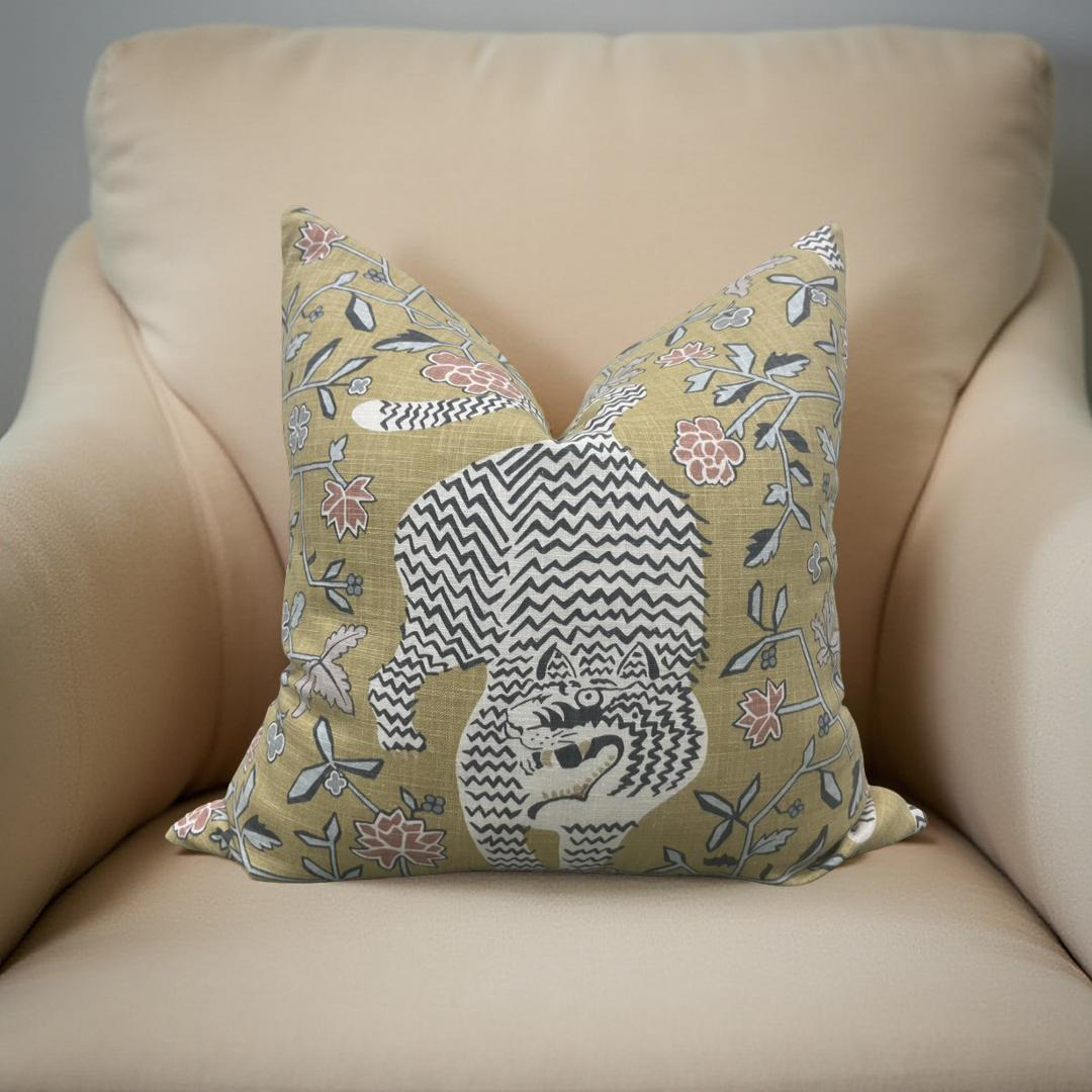 Decorative Pillow Troyes Ochre 22x22" Knife Edge Cover