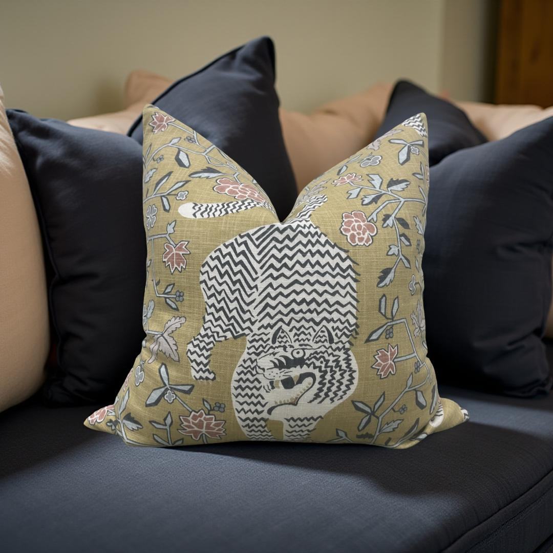 Decorative Pillow Troyes Ochre 22x22" Knife Edge Cover