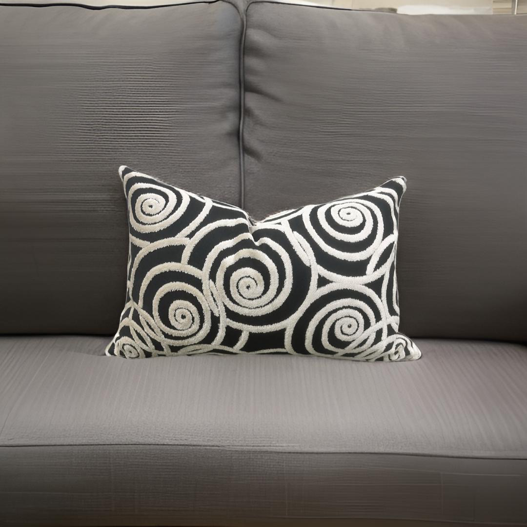 Swing Velvet Jet 12X18" Knife Edge Decorative Lumbar Pillow