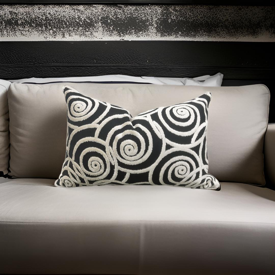 Swing Velvet Jet 12X18" Knife Edge Decorative Lumbar Pillow