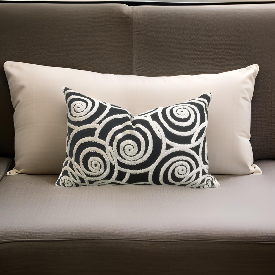 Swing Velvet Jet 12X18" Knife Edge Decorative Lumbar Pillow