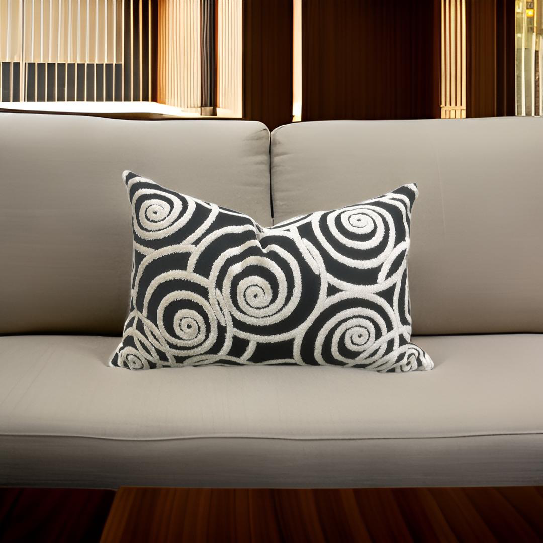 Swing Velvet Jet 12X18" Knife Edge Decorative Lumbar Pillow