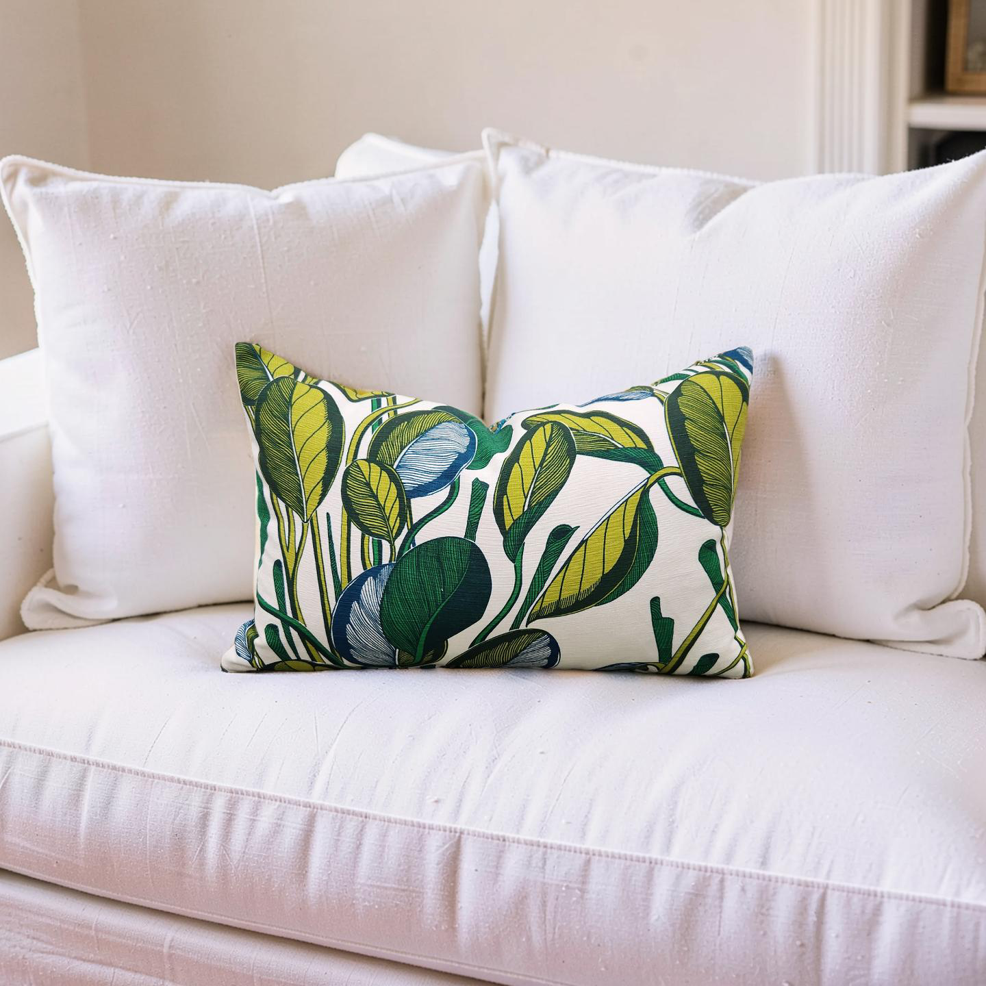 Fanny Shorter Lumbar Pillow Calathea Chartreuse 12x18" Knife Edge Cover