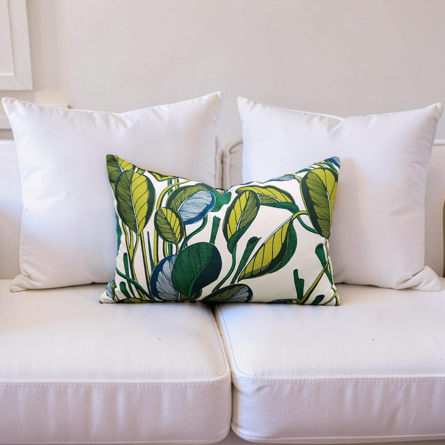 Fanny Shorter Lumbar Pillow Calathea Chartreuse 12x18" Knife Edge Cover