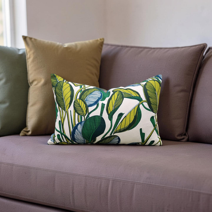 Fanny Shorter Lumbar Pillow Calathea Chartreuse 12x18" Knife Edge Cover