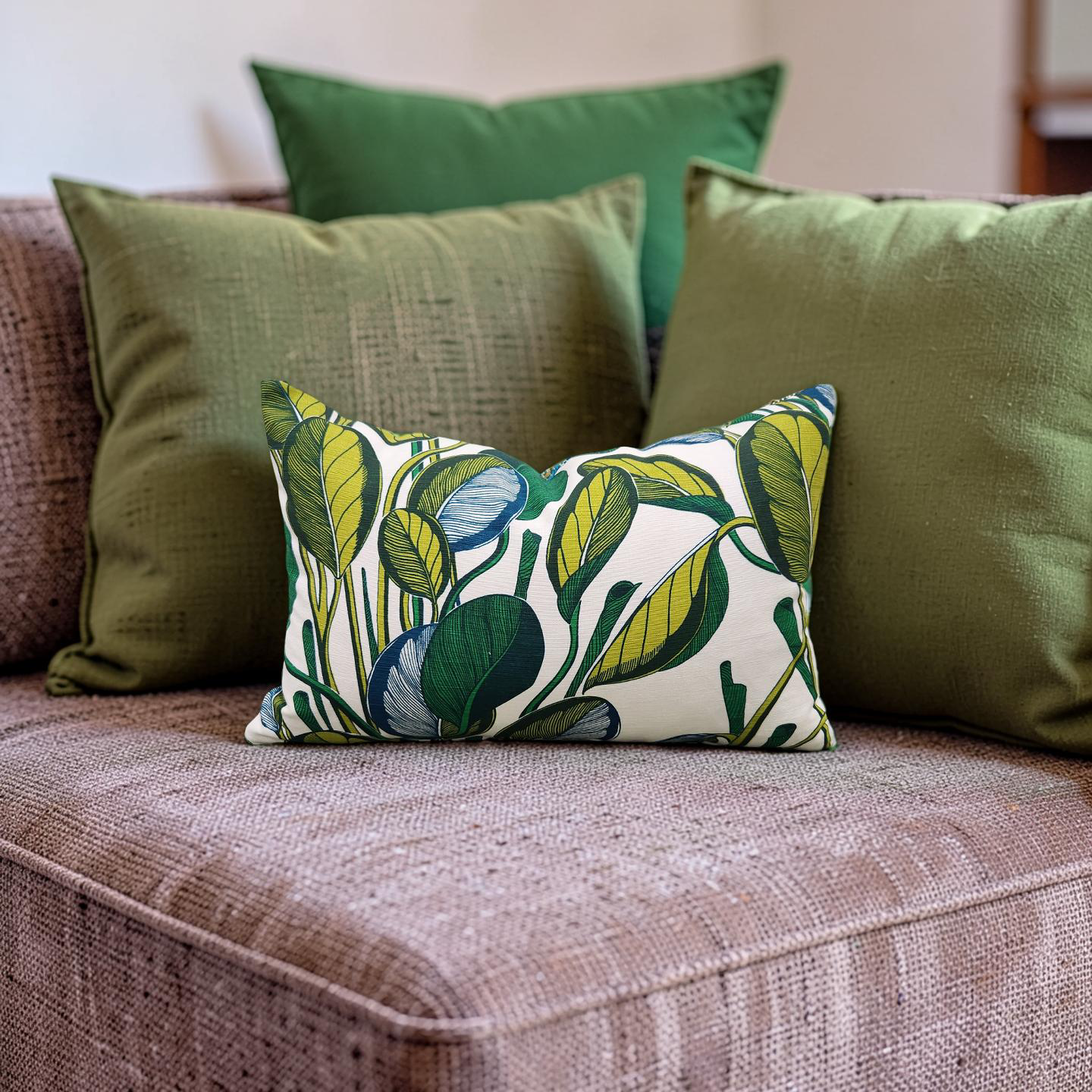 Fanny Shorter Lumbar Pillow Calathea Chartreuse 12x18" Knife Edge Cover