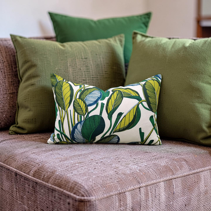 Fanny Shorter Lumbar Pillow Calathea Chartreuse 12x18" Knife Edge Cover