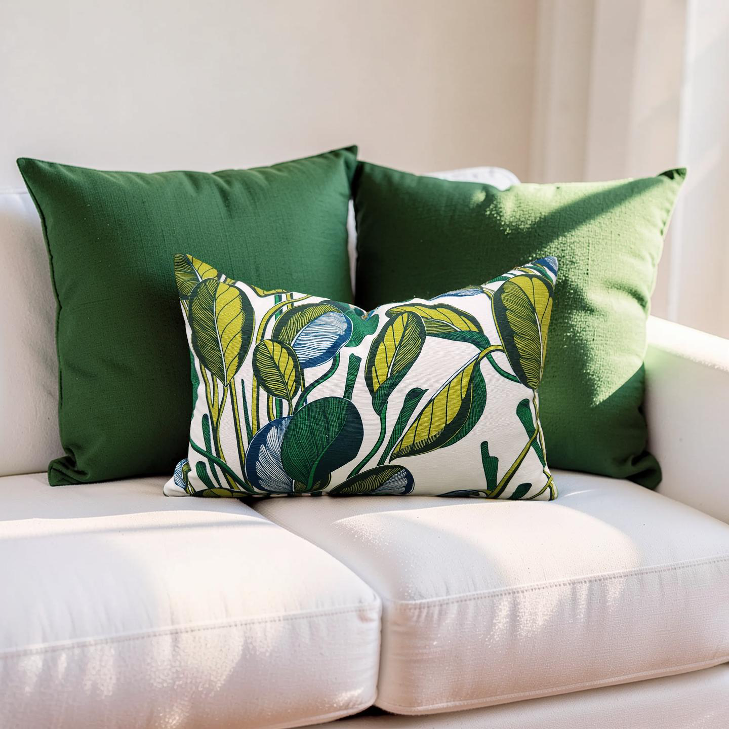 Fanny Shorter Lumbar Pillow Calathea Chartreuse 12x18" Knife Edge Cover