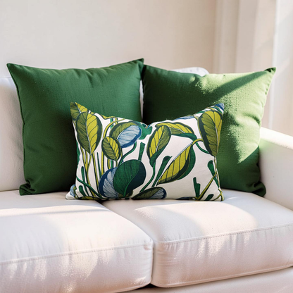 Fanny Shorter Lumbar Pillow Calathea Chartreuse 12x18" Knife Edge Cover