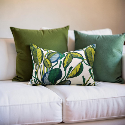 Fanny Shorter Lumbar Pillow Calathea Chartreuse 12x18" Knife Edge Cover