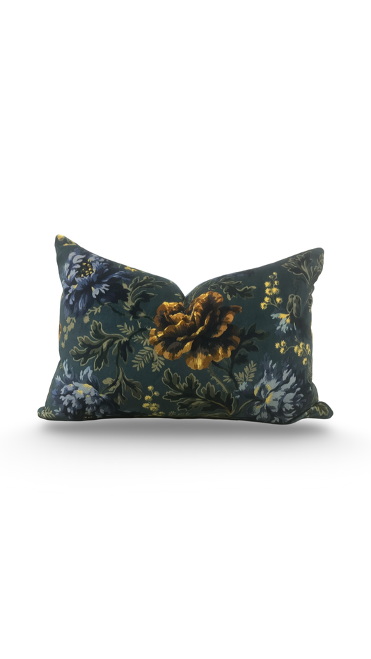 Lumbar Pillow House of Hackney Multi-Colored Velvet Floral 12X18" Knife Edge Cover