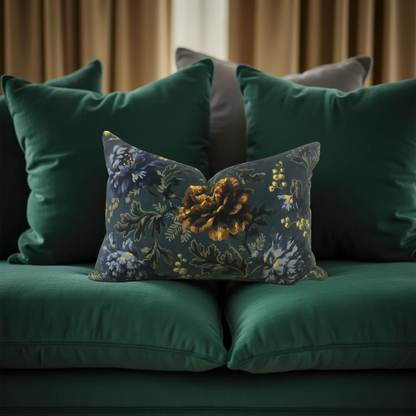 Lumbar Pillow House of Hackney Multi-Colored Velvet Floral 12X18" Knife Edge Cover