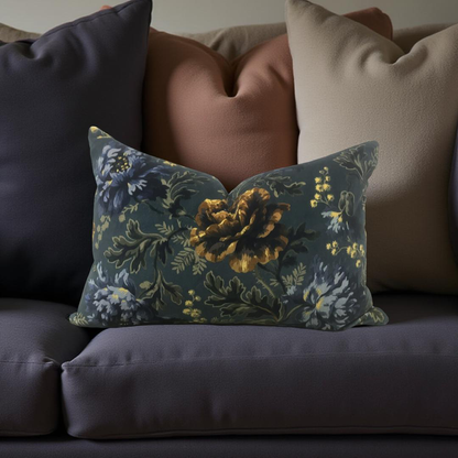 Lumbar Pillow House of Hackney Multi-Colored Velvet Floral 12X18" Knife Edge Cover