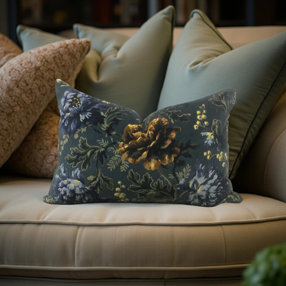 Lumbar Pillow House of Hackney Multi-Colored Velvet Floral 12X18" Knife Edge Cover