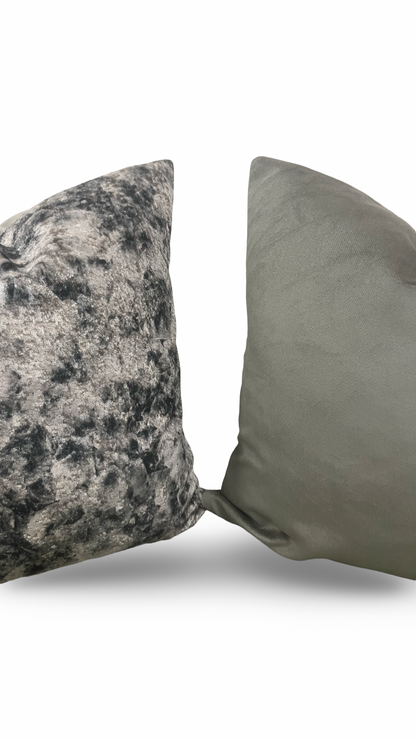 Luxury Decorative Pillow Forest Green Taupe-Grey 18x18" Knife Edge Throw Pillow