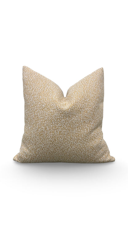Decorative Pillow Gold Beige and White 20x20" Knife Edge Cover