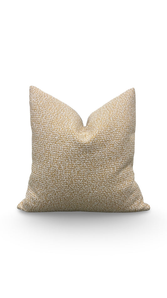 Decorative Pillow Gold Beige and White 20x20" Knife Edge Cover