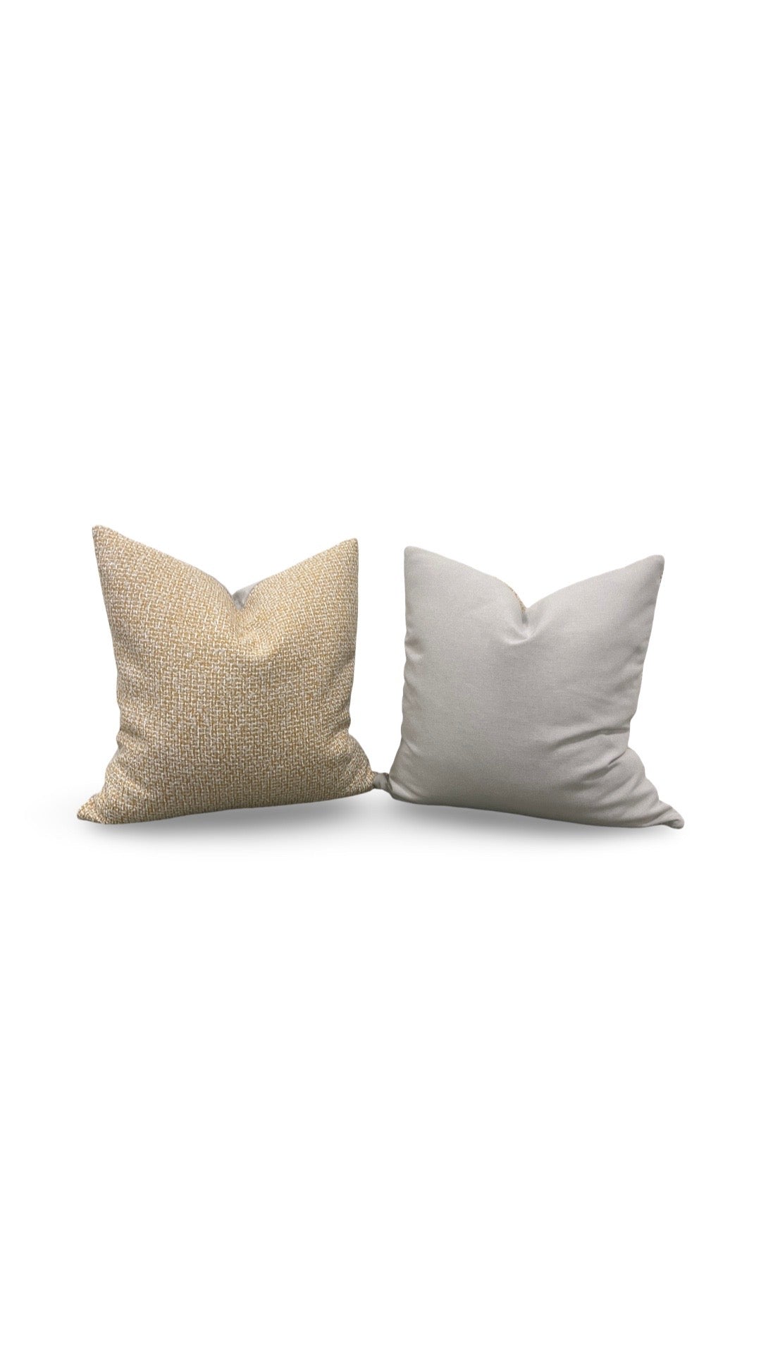 Decorative Pillow Gold Beige and White 20x20" Knife Edge Cover