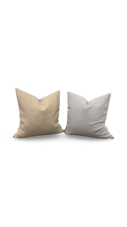Decorative Pillow Gold Beige and White 20x20" Knife Edge Cover