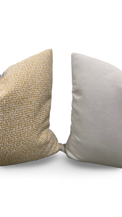 Decorative Pillow Gold Beige and White 20x20" Knife Edge Cover