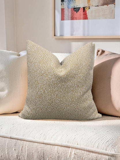 Decorative Pillow Gold Beige and White 20x20" Knife Edge Cover
