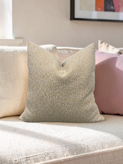 Decorative Pillow Gold Beige and White 20x20" Knife Edge Cover