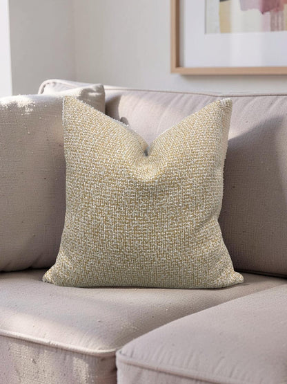 Decorative Pillow Gold Beige and White 20x20" Knife Edge Cover