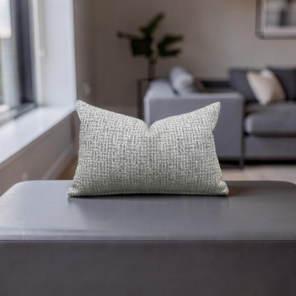 Lumbar Pillow Gray and Cream weave 12x18" Knife Edge Cover